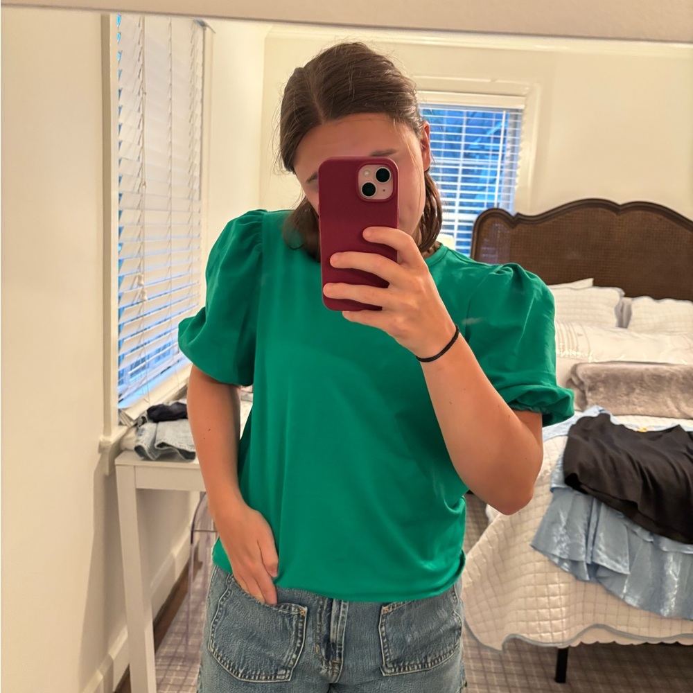 Walter Baker Emerald Puff Sleeve Blouse